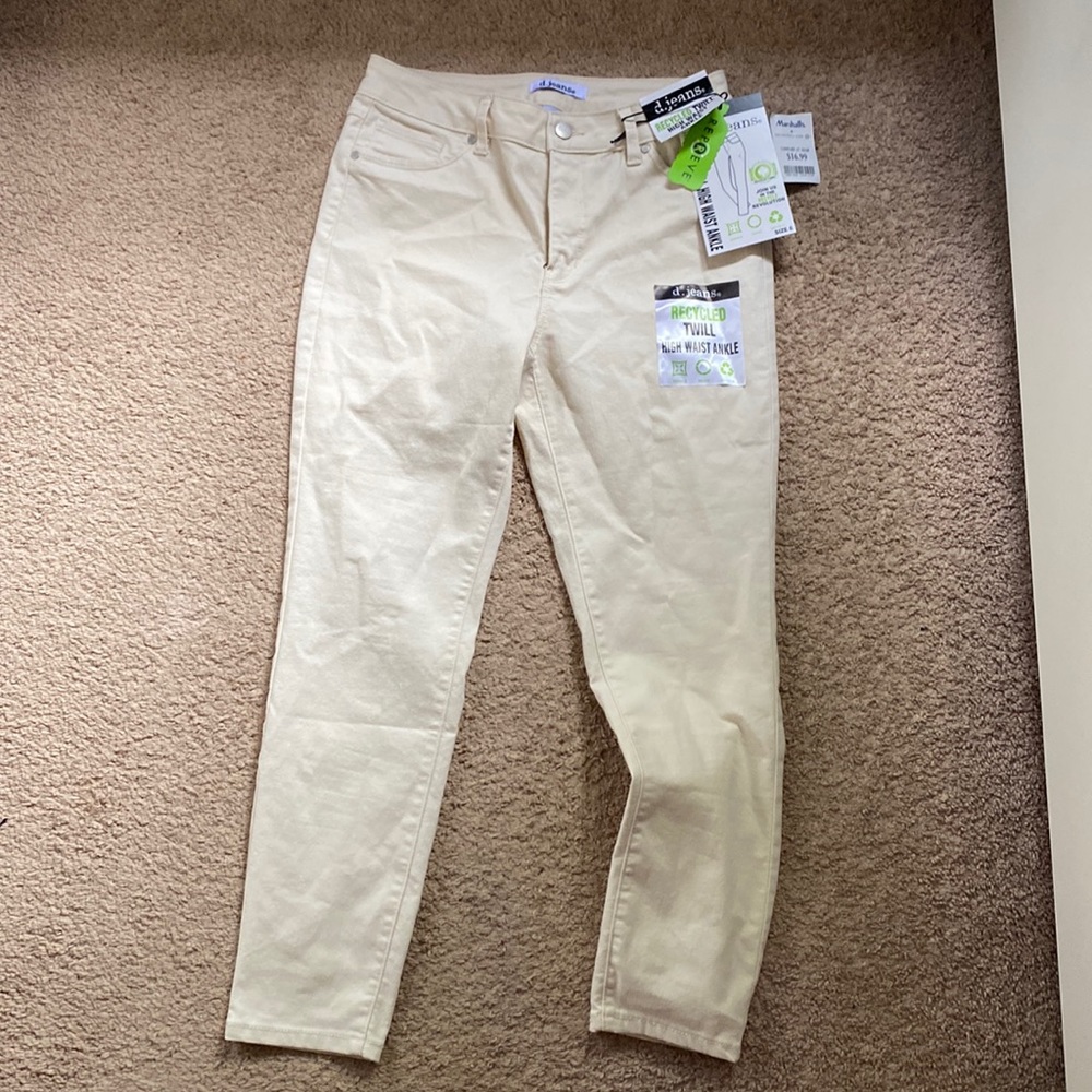 D. Jeans Womens Recycled Cream Twill High Waist Ankle Pants / Size 6